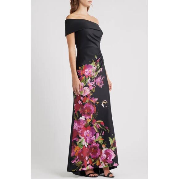 Eliza J Placed Floral One-Shoulder Gown - Size 14 - New - Picture 3 of 6
